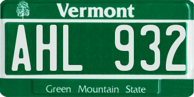 VT license plate AHL932