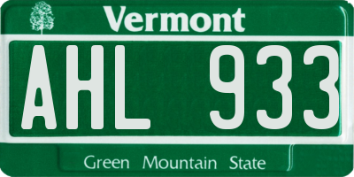 VT license plate AHL933