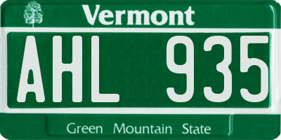 VT license plate AHL935