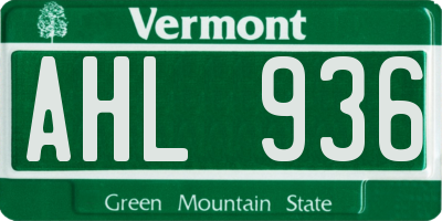 VT license plate AHL936
