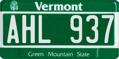 VT license plate AHL937