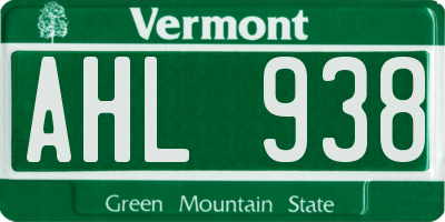 VT license plate AHL938