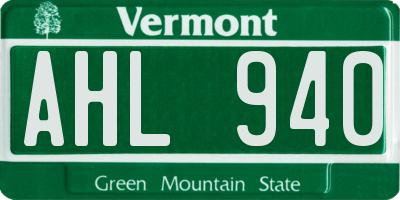 VT license plate AHL940