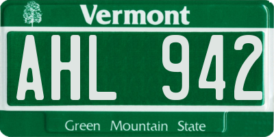 VT license plate AHL942