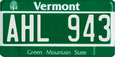 VT license plate AHL943