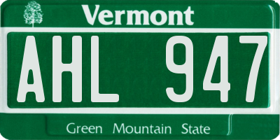 VT license plate AHL947