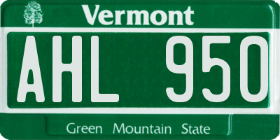 VT license plate AHL950
