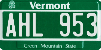 VT license plate AHL953
