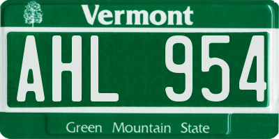 VT license plate AHL954