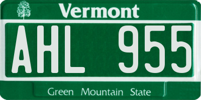VT license plate AHL955