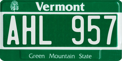 VT license plate AHL957