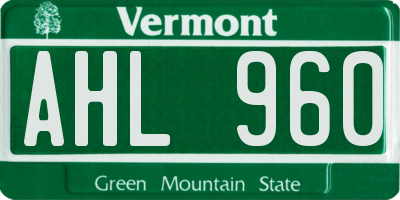 VT license plate AHL960