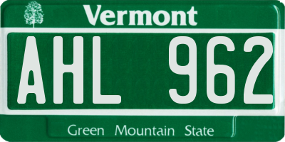 VT license plate AHL962