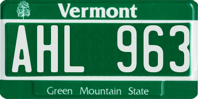 VT license plate AHL963
