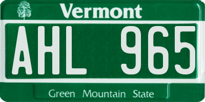 VT license plate AHL965