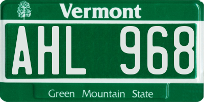 VT license plate AHL968