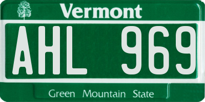 VT license plate AHL969