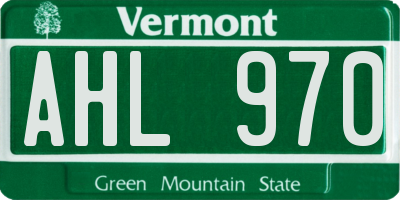 VT license plate AHL970