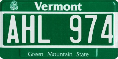 VT license plate AHL974