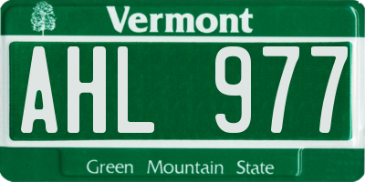 VT license plate AHL977