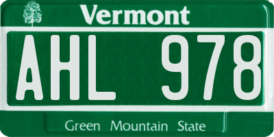 VT license plate AHL978
