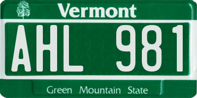 VT license plate AHL981