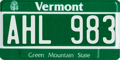 VT license plate AHL983