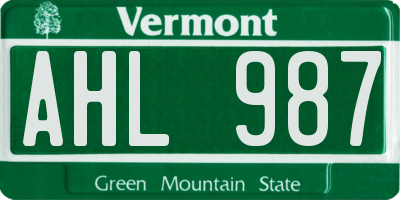 VT license plate AHL987