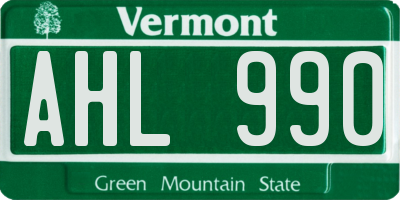VT license plate AHL990