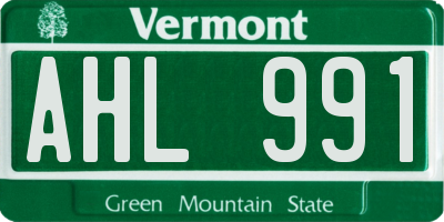 VT license plate AHL991