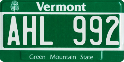 VT license plate AHL992