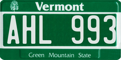 VT license plate AHL993