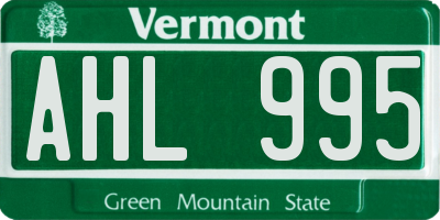 VT license plate AHL995