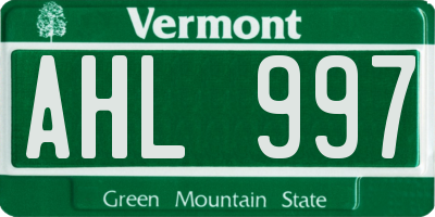 VT license plate AHL997