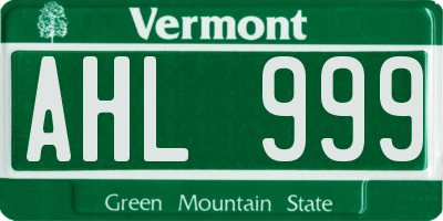 VT license plate AHL999