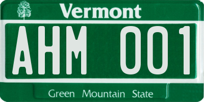 VT license plate AHM001
