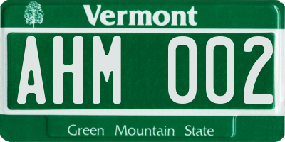 VT license plate AHM002