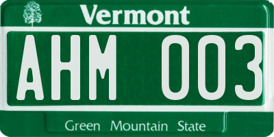 VT license plate AHM003