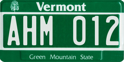 VT license plate AHM012