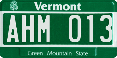 VT license plate AHM013
