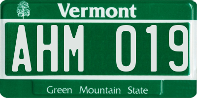 VT license plate AHM019