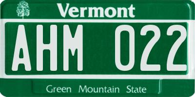 VT license plate AHM022