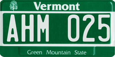 VT license plate AHM025