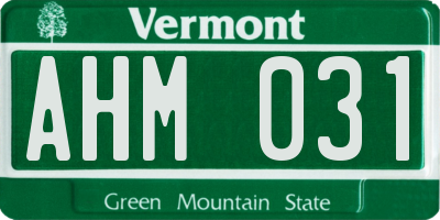 VT license plate AHM031