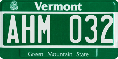VT license plate AHM032