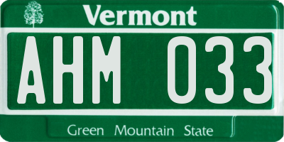 VT license plate AHM033