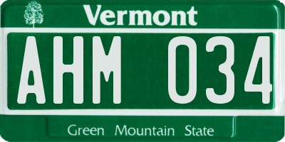 VT license plate AHM034