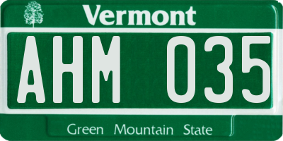 VT license plate AHM035