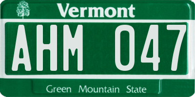 VT license plate AHM047