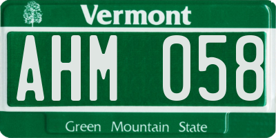 VT license plate AHM058